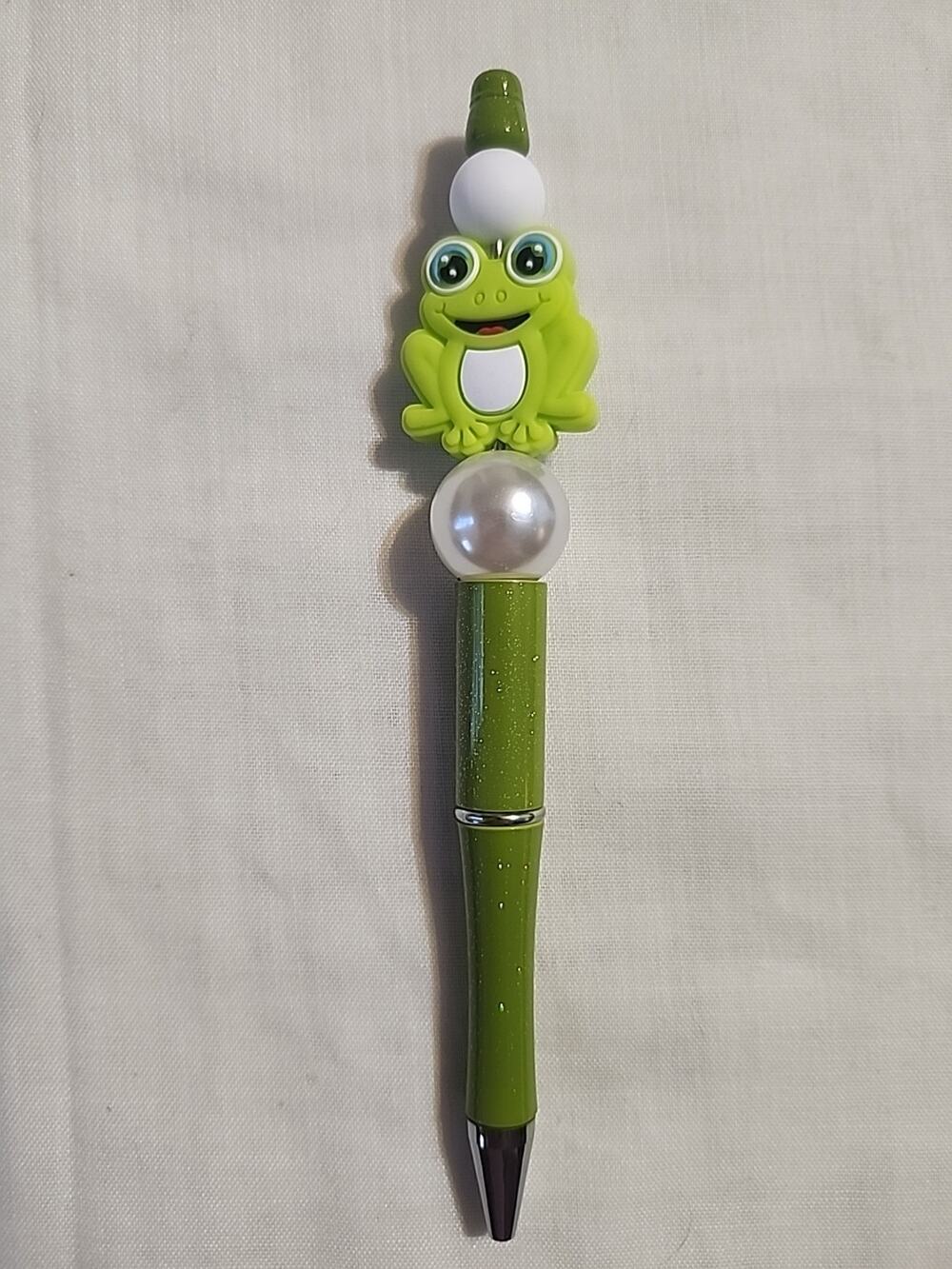 Bead Pen Green Frog Glitter Green Pen Pearl Bead
